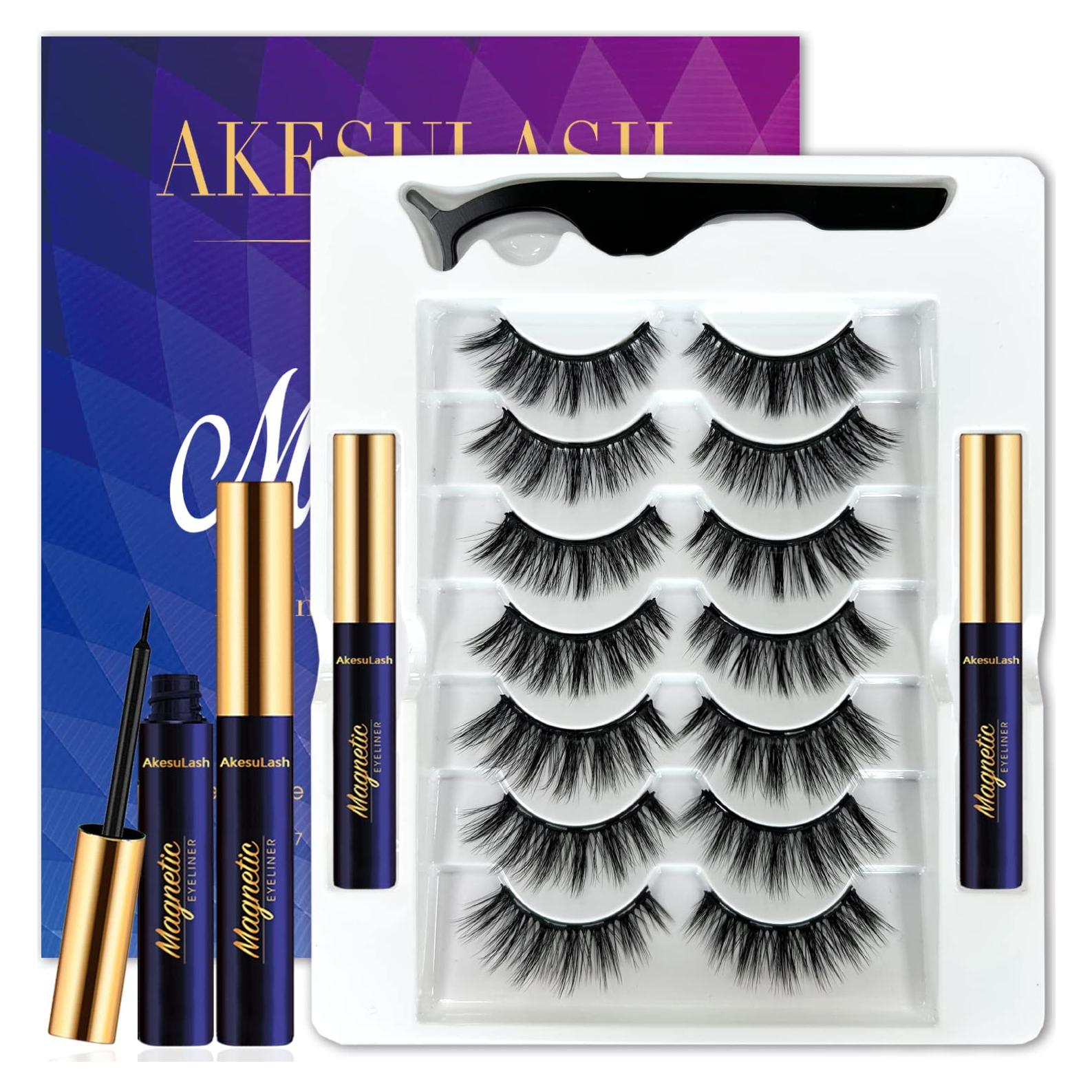Kit de Pestañas Magnéticas AkesuLash - 7 Pares + Delineador