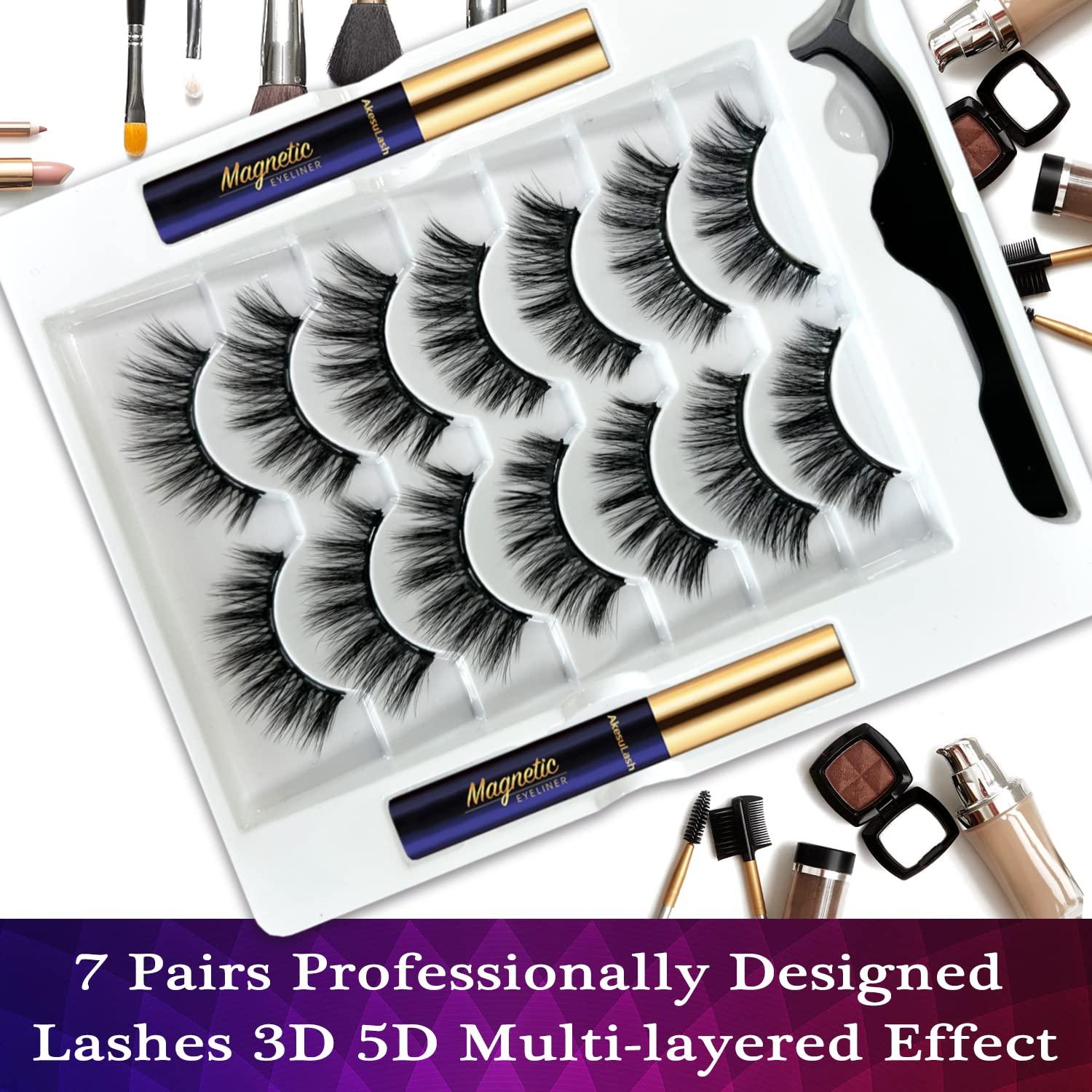 Kit de Pestañas Magnéticas AkesuLash - 7 Pares + Delineador