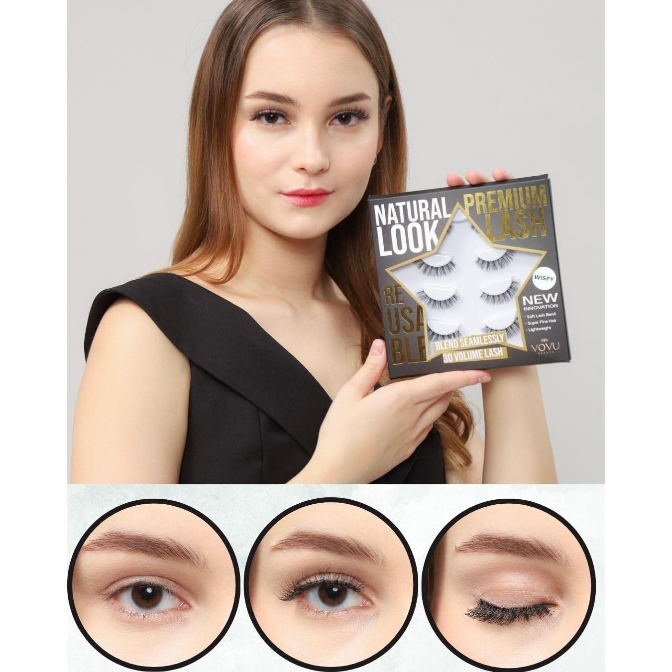 Pestañas Postizas VOVU Naturales - Banda Invisible y Ligeras