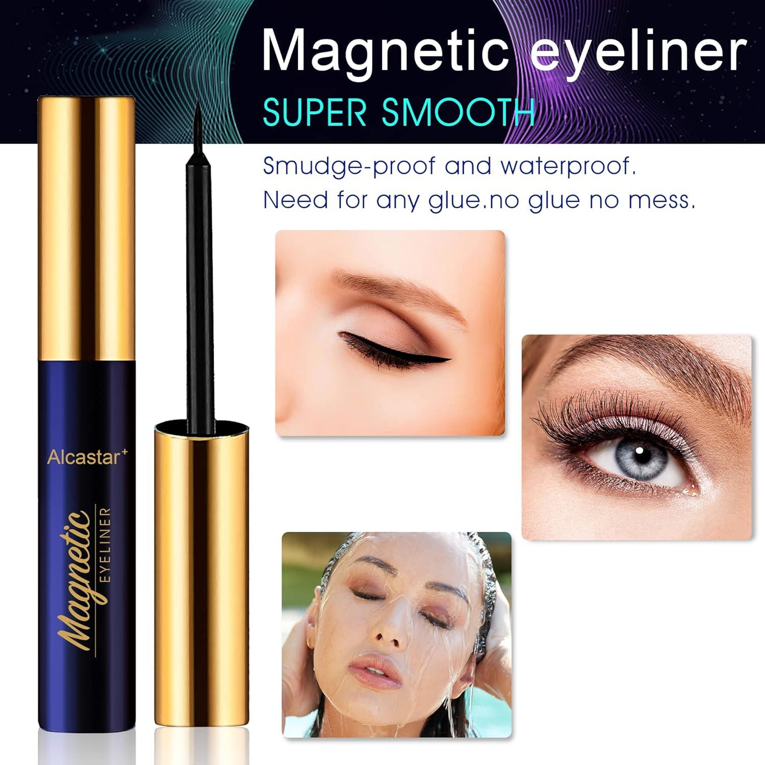 Kit de Pestañas Magnéticas Alcastar - 10 Pares + Delineador