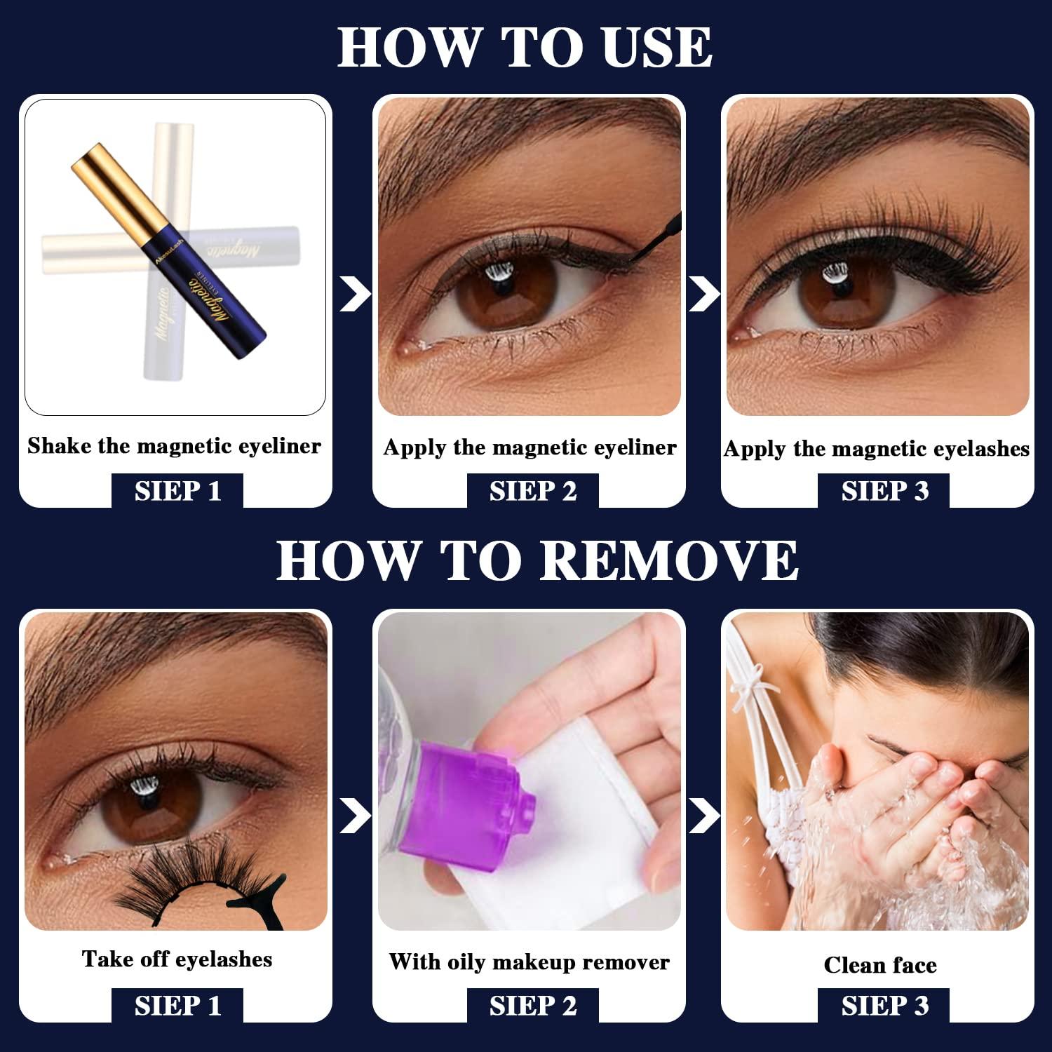 Kit de Pestañas Magnéticas AkesuLash - 10 Pares 3D con Delineador