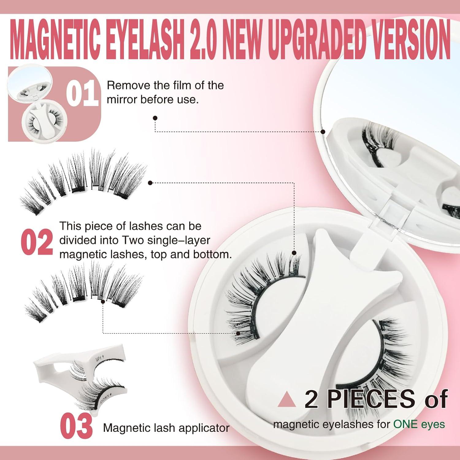 Kit de Pestañas Magnéticas 3D HANWUDI - Sin Pegamento, Naturales