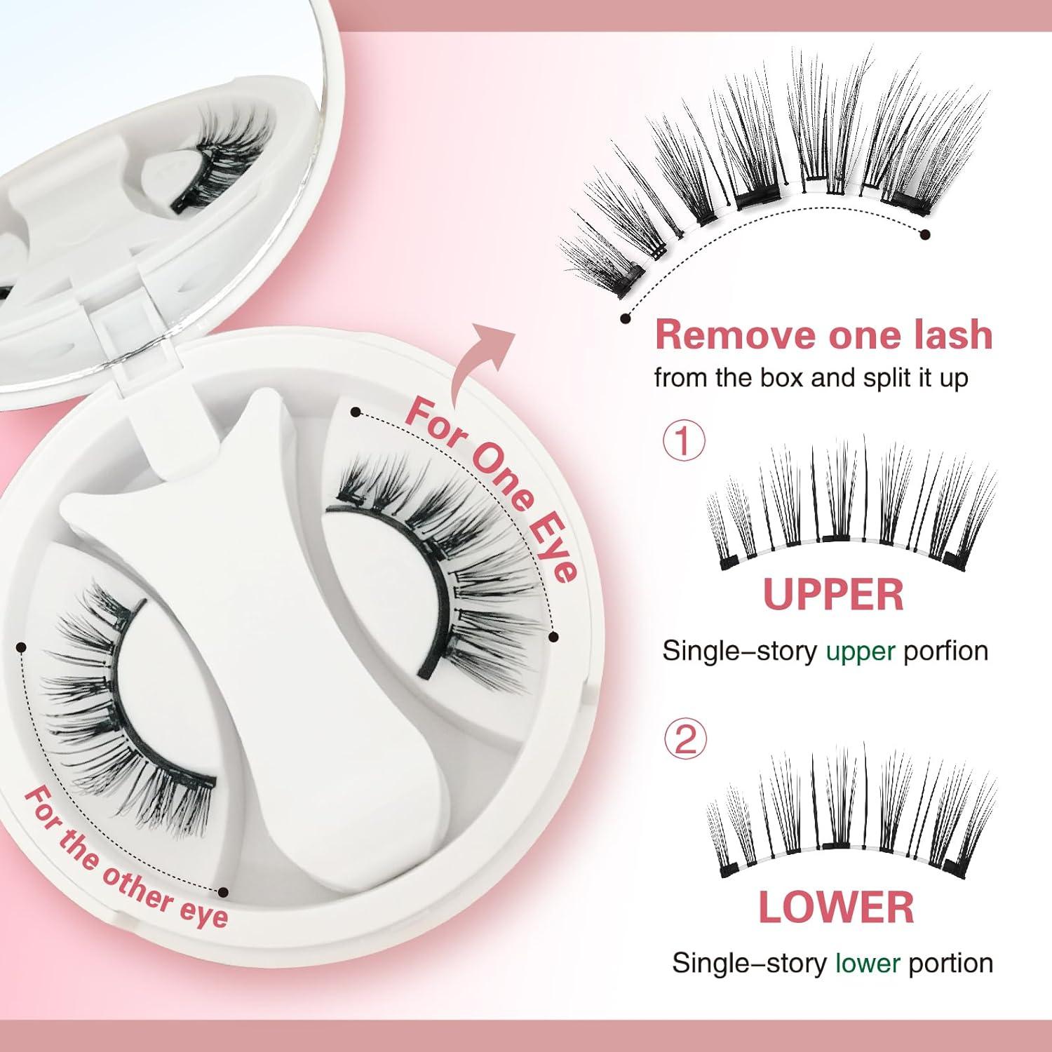 Kit de Pestañas Magnéticas 3D HANWUDI - Sin Pegamento, Naturales