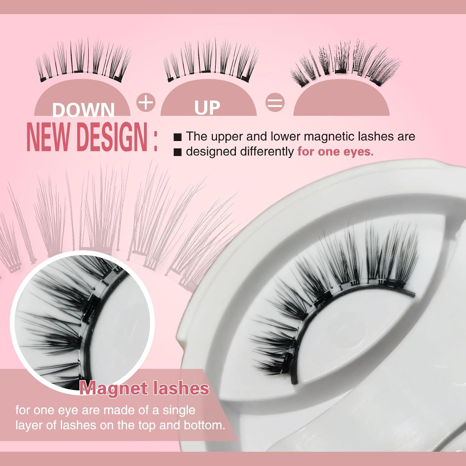 Kit de Pestañas Magnéticas 3D HANWUDI - Sin Pegamento, Naturales