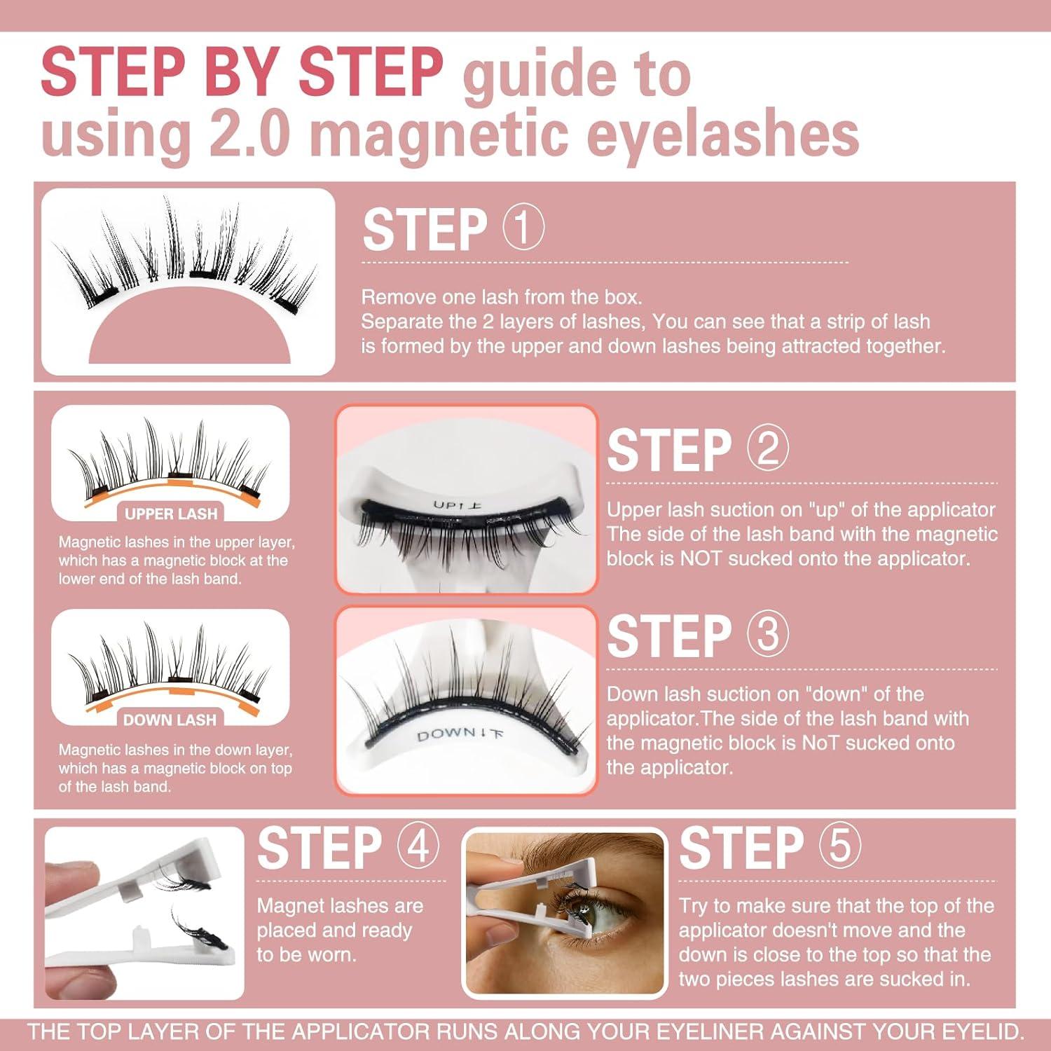 Kit de Pestañas Magnéticas 3D HANWUDI - Sin Pegamento, Naturales