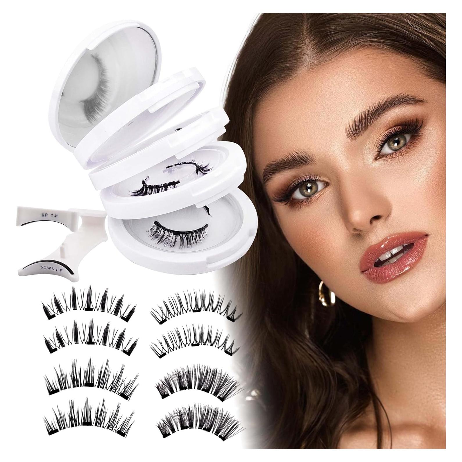 GEMERRY Pestañas Magnéticas 4 Pares con Aplicador Natural