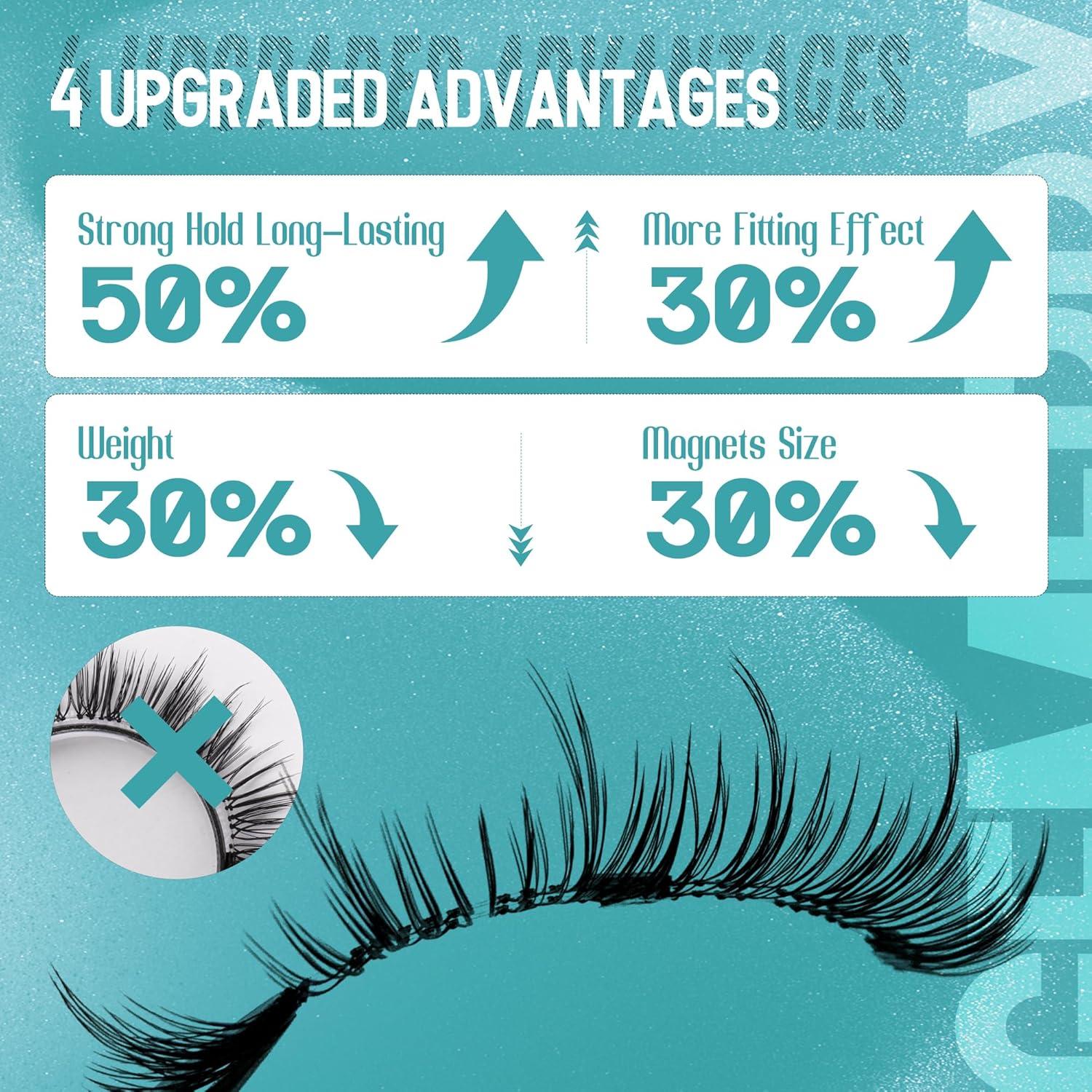 GEMERRY Pestañas Magnéticas 4 Pares con Aplicador Natural