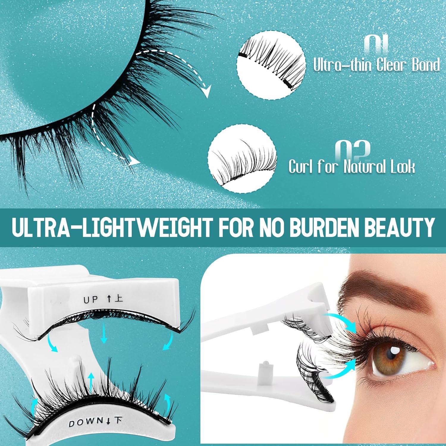 GEMERRY Pestañas Magnéticas 4 Pares con Aplicador Natural