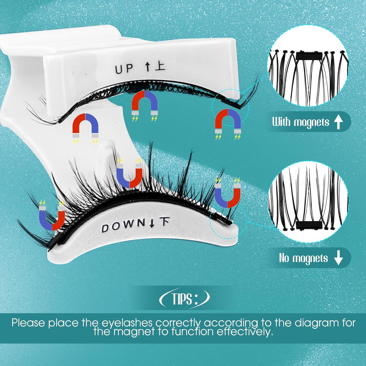 GEMERRY Pestañas Magnéticas 4 Pares con Aplicador Natural