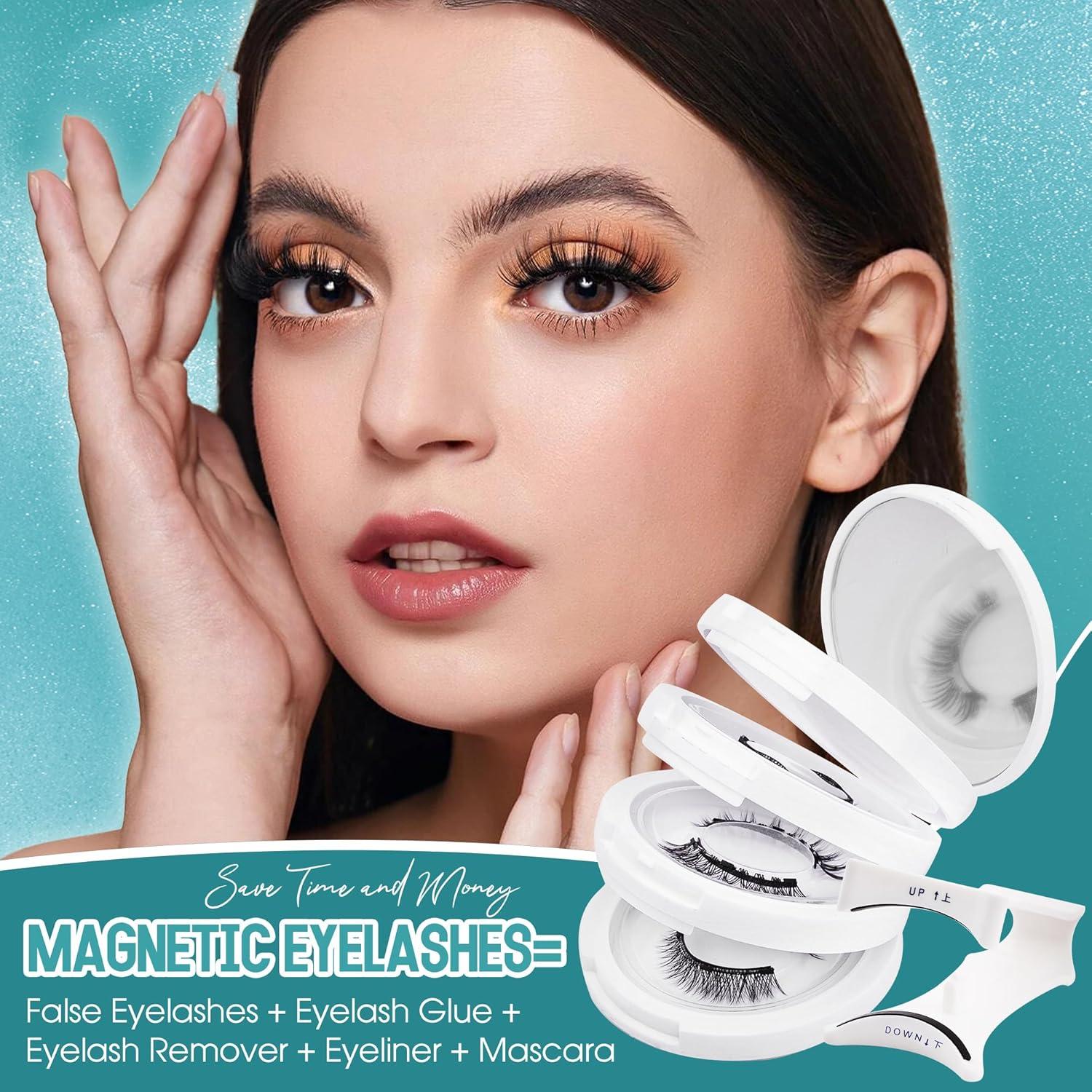 GEMERRY Pestañas Magnéticas 4 Pares con Aplicador Natural