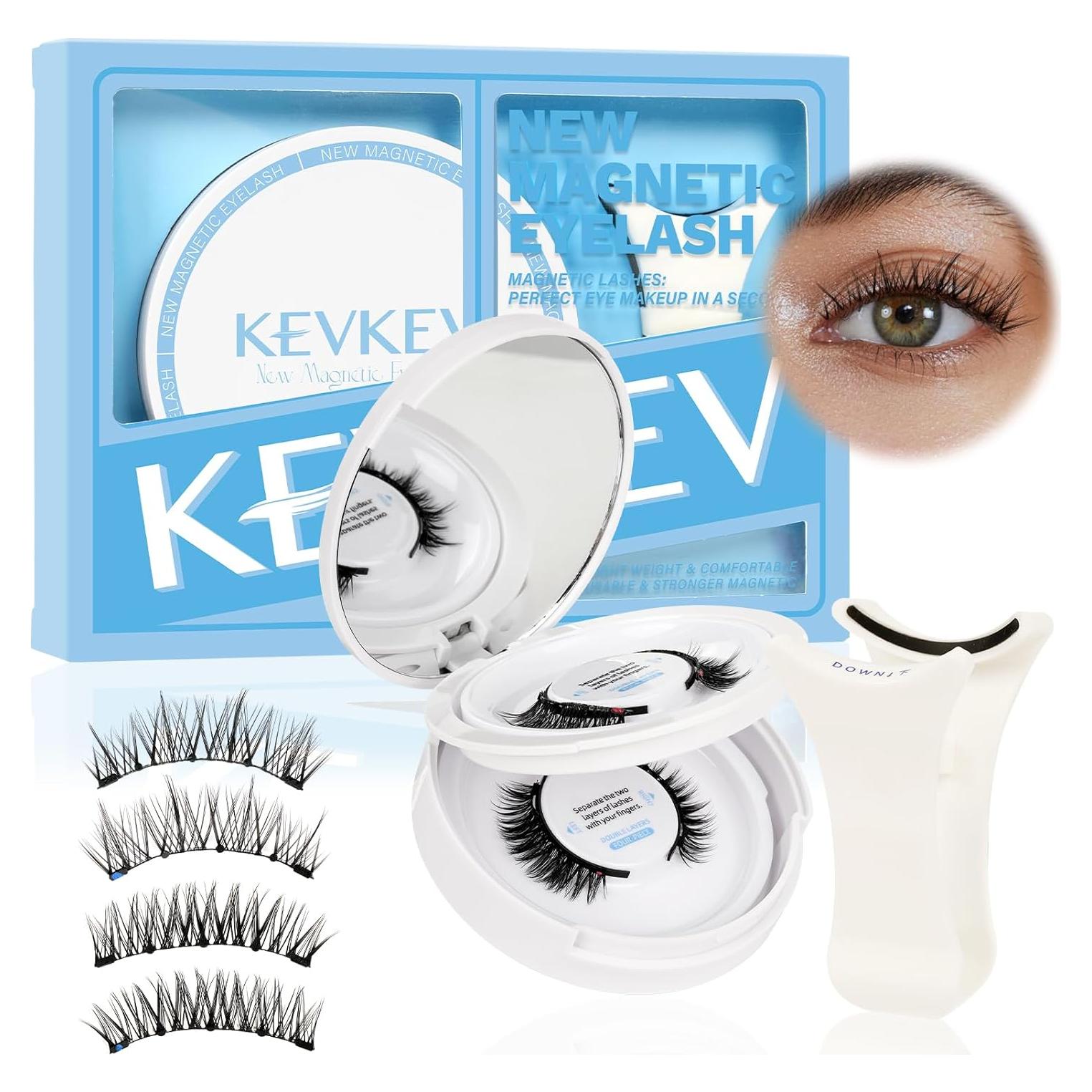 Kit de Pestañas Magnéticas KevKev - 2 Pares Reutilizables