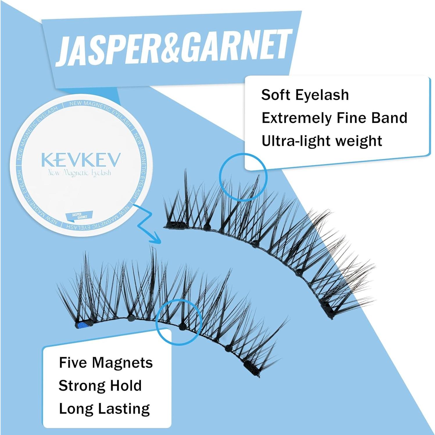 Kit de Pestañas Magnéticas KevKev - 2 Pares Reutilizables