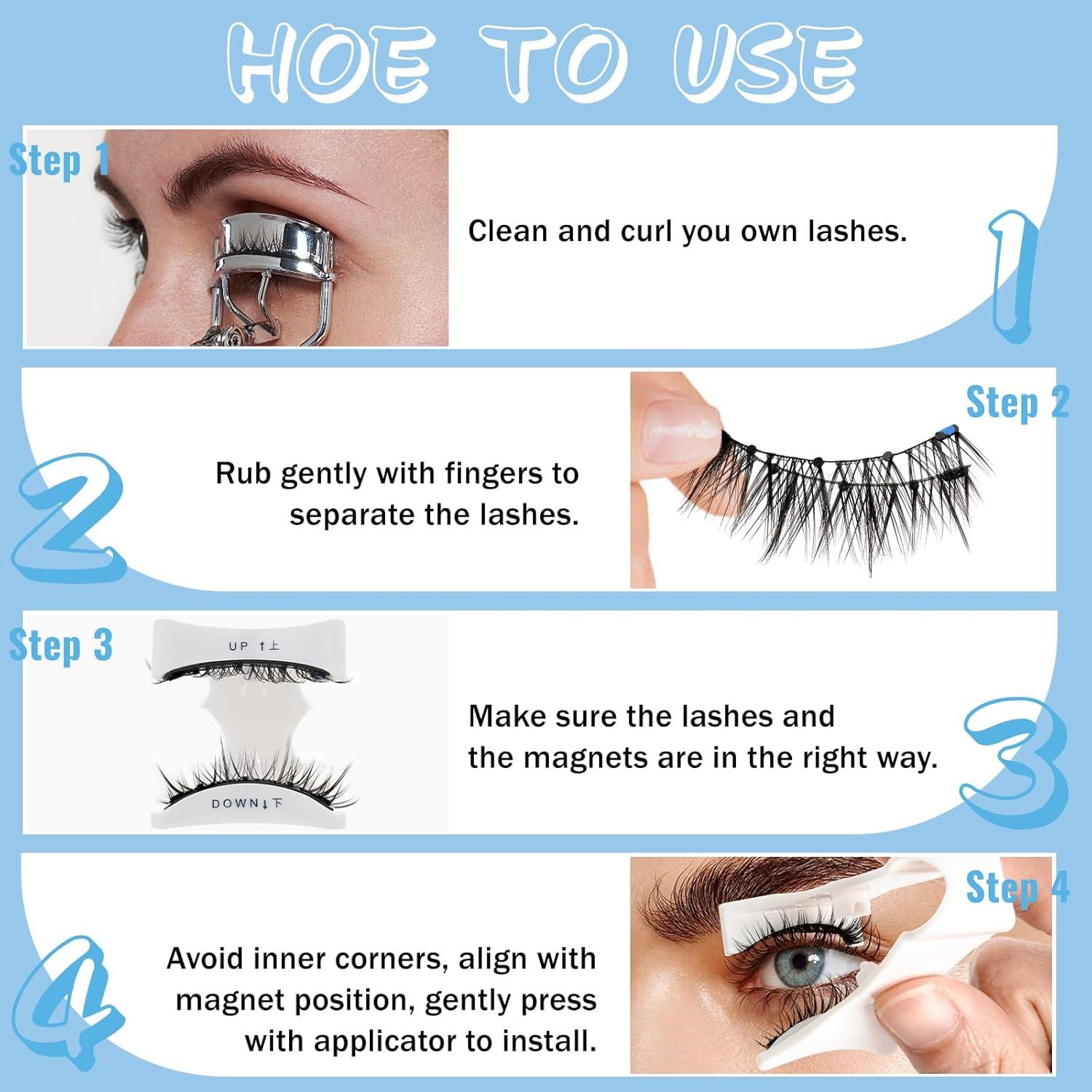 Kit de Pestañas Magnéticas KevKev - 2 Pares Reutilizables