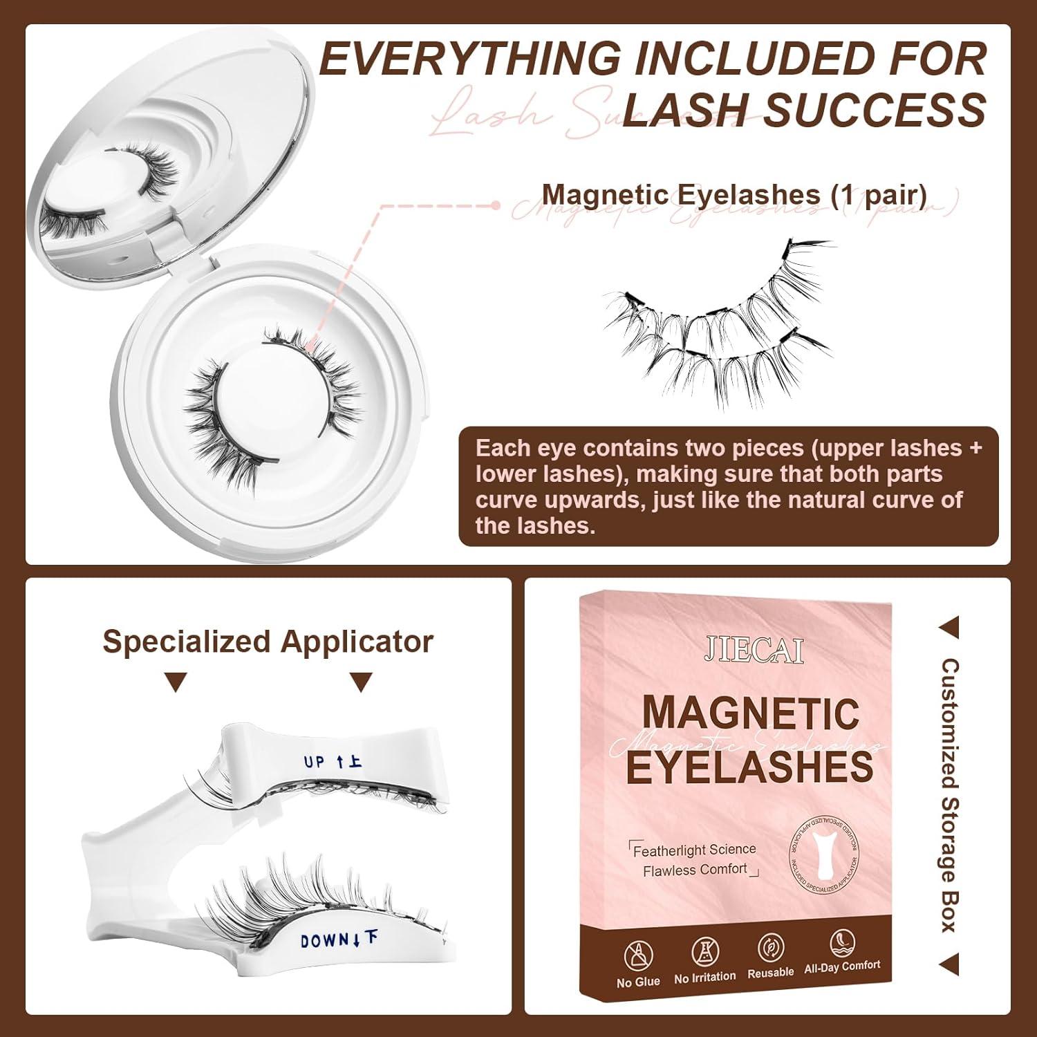 Pestañas Magnéticas Reutilizables JIECAI con Aplicador 10x8cm