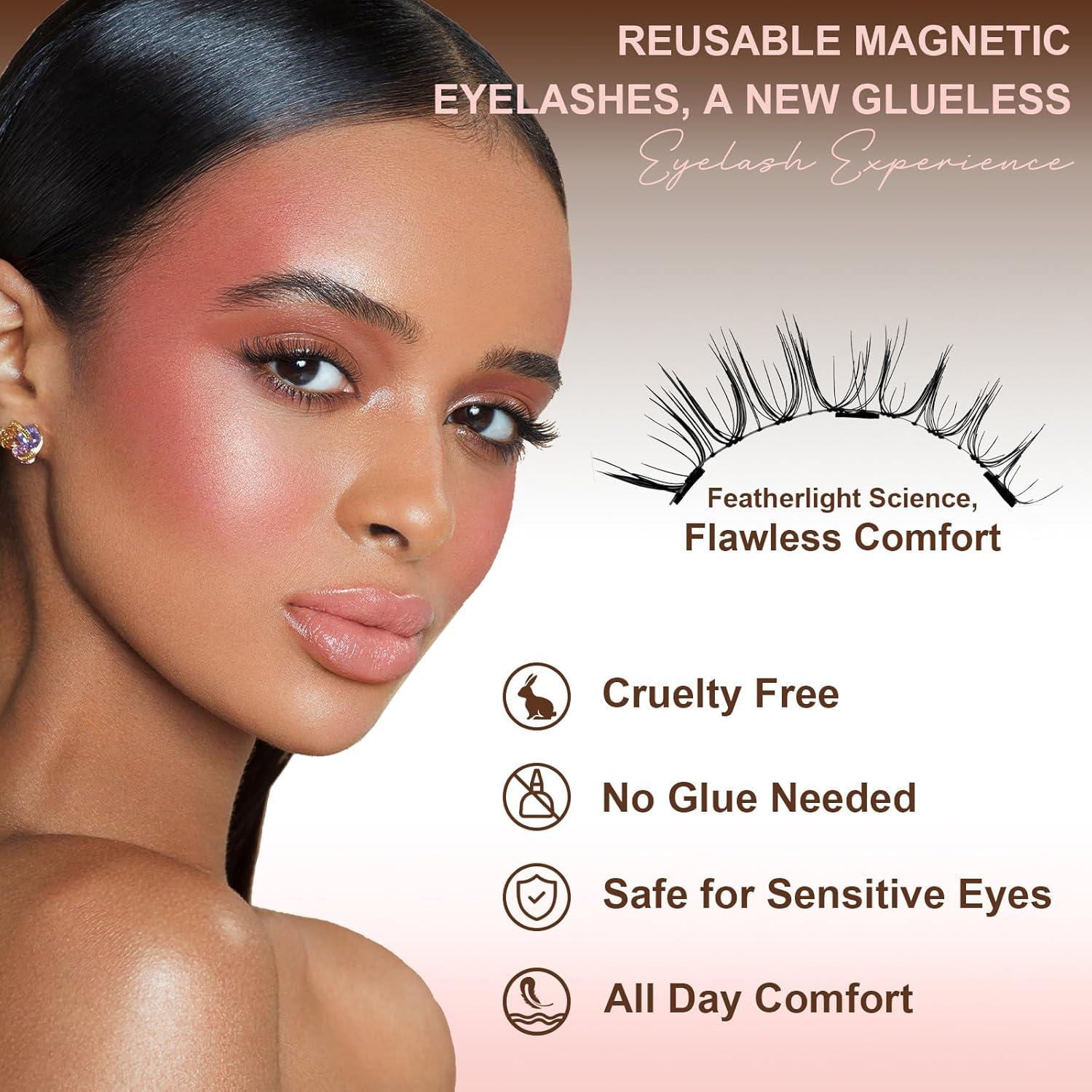 Pestañas Magnéticas Reutilizables JIECAI con Aplicador 10x8cm