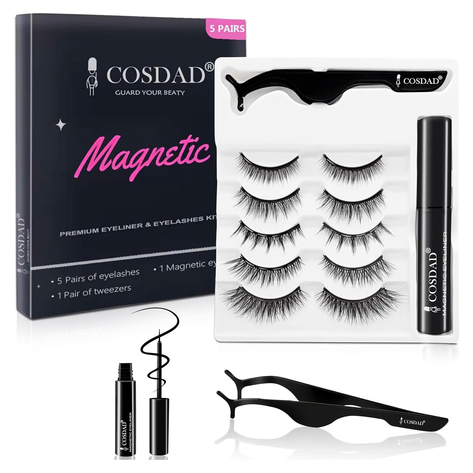 Kit de Pestañas Magnéticas COSDAD - Look Natural, 5 Pares