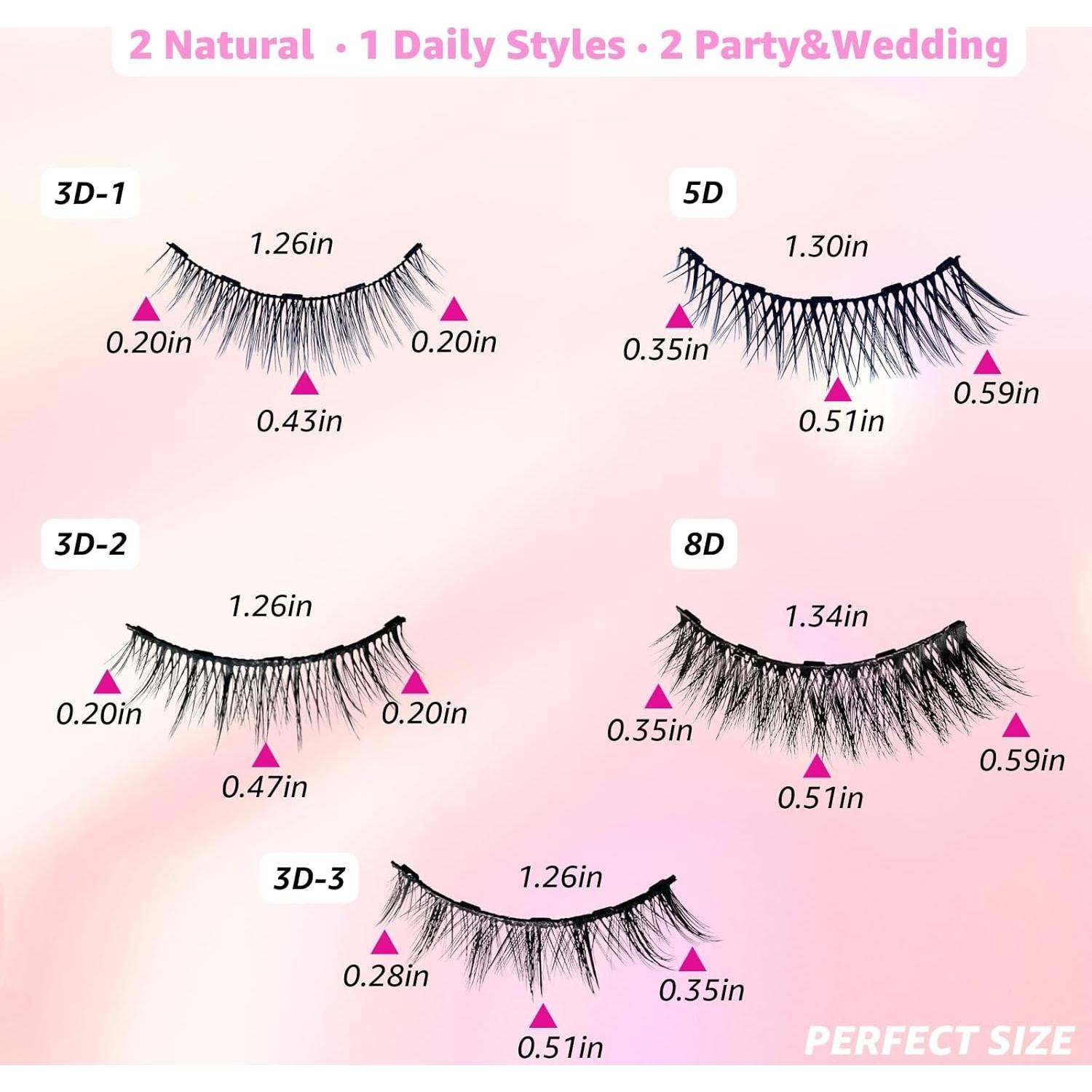 Kit de Pestañas Magnéticas COSDAD - Look Natural, 5 Pares