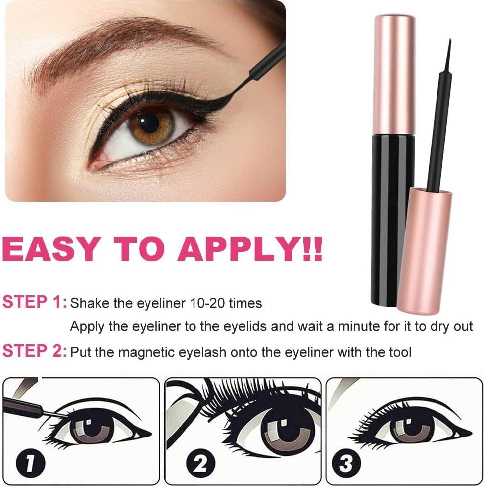 Kit de Pestañas Magnéticas AOMIG con Delineador Impermeable