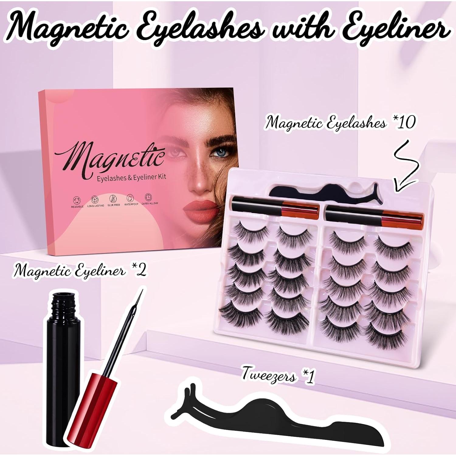 Kit de Pestañas Magnéticas Reutilizables Awmyis - 10 Pares 3D