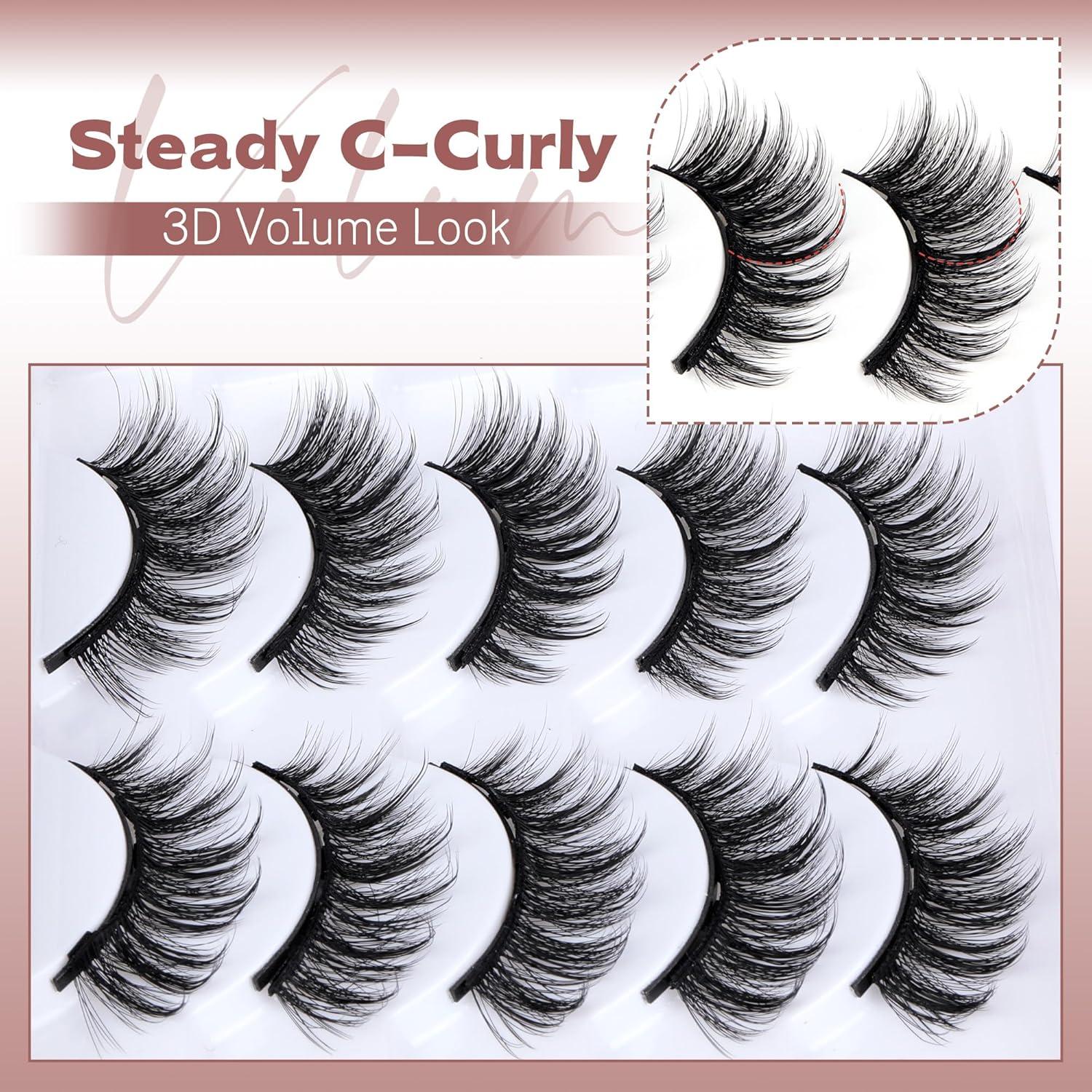 Kit de Pestañas Magnéticas Newcally con Delineador - 5 Pares