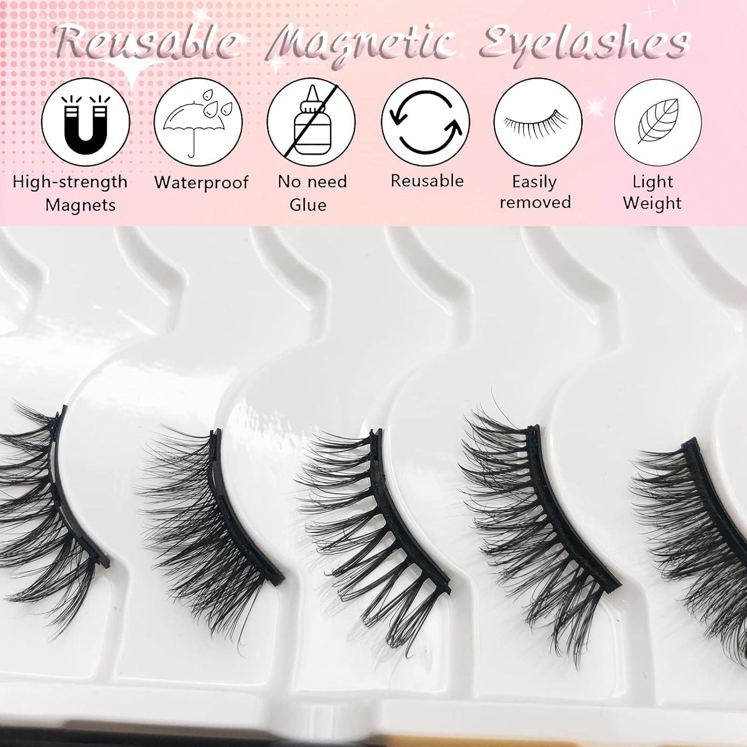 Kit de Pestañas Magnéticas Medias TMIELYBS 7 Pares Reutilizables