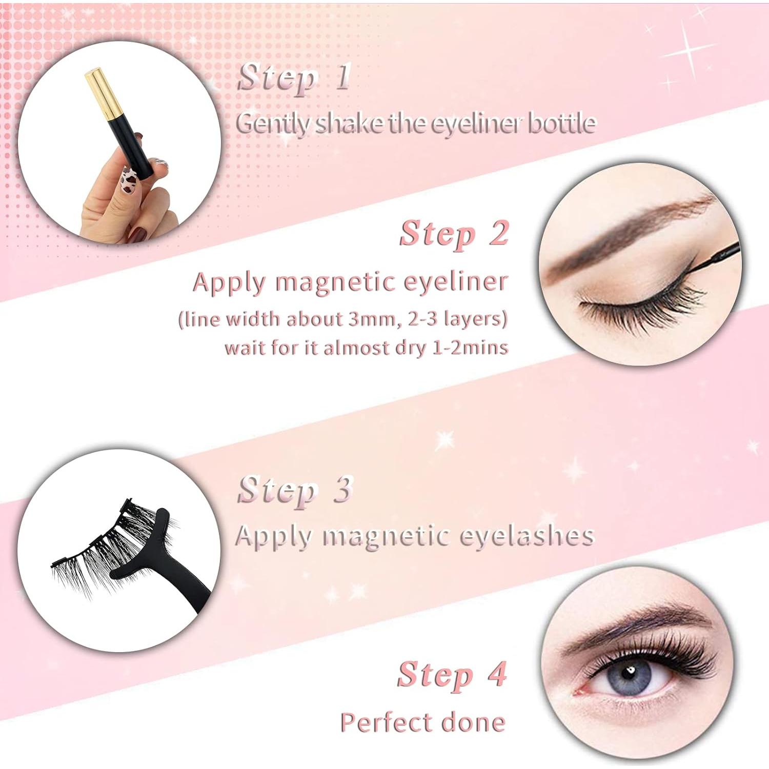 Kit de Pestañas Magnéticas Medias TMIELYBS 7 Pares Reutilizables