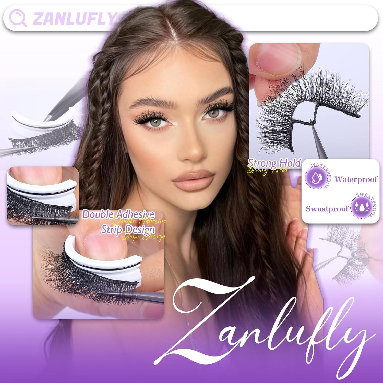 Pestañas Autoadhesivas Naturales Zanlufly 5 Pares Reutilizables