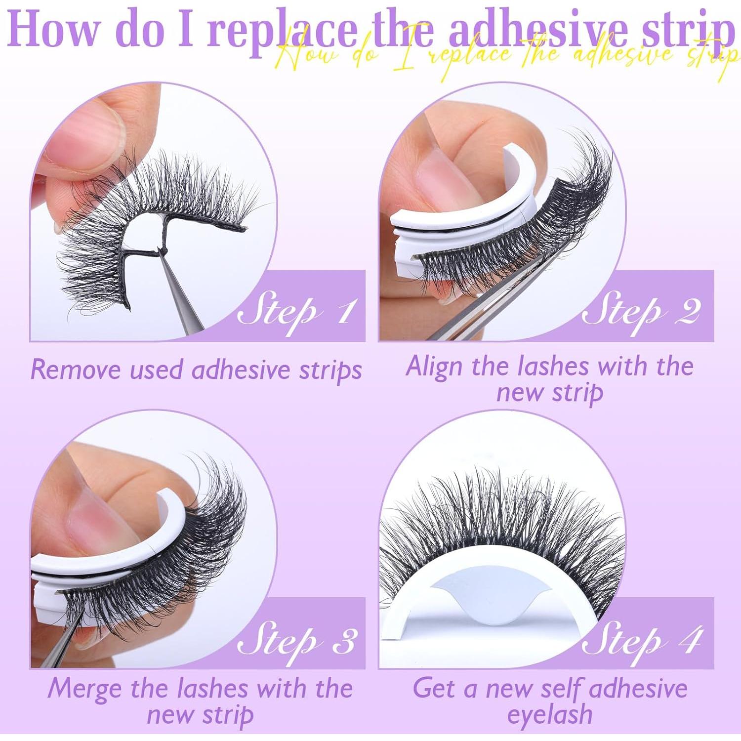 Pestañas Autoadhesivas Naturales Zanlufly 5 Pares Reutilizables