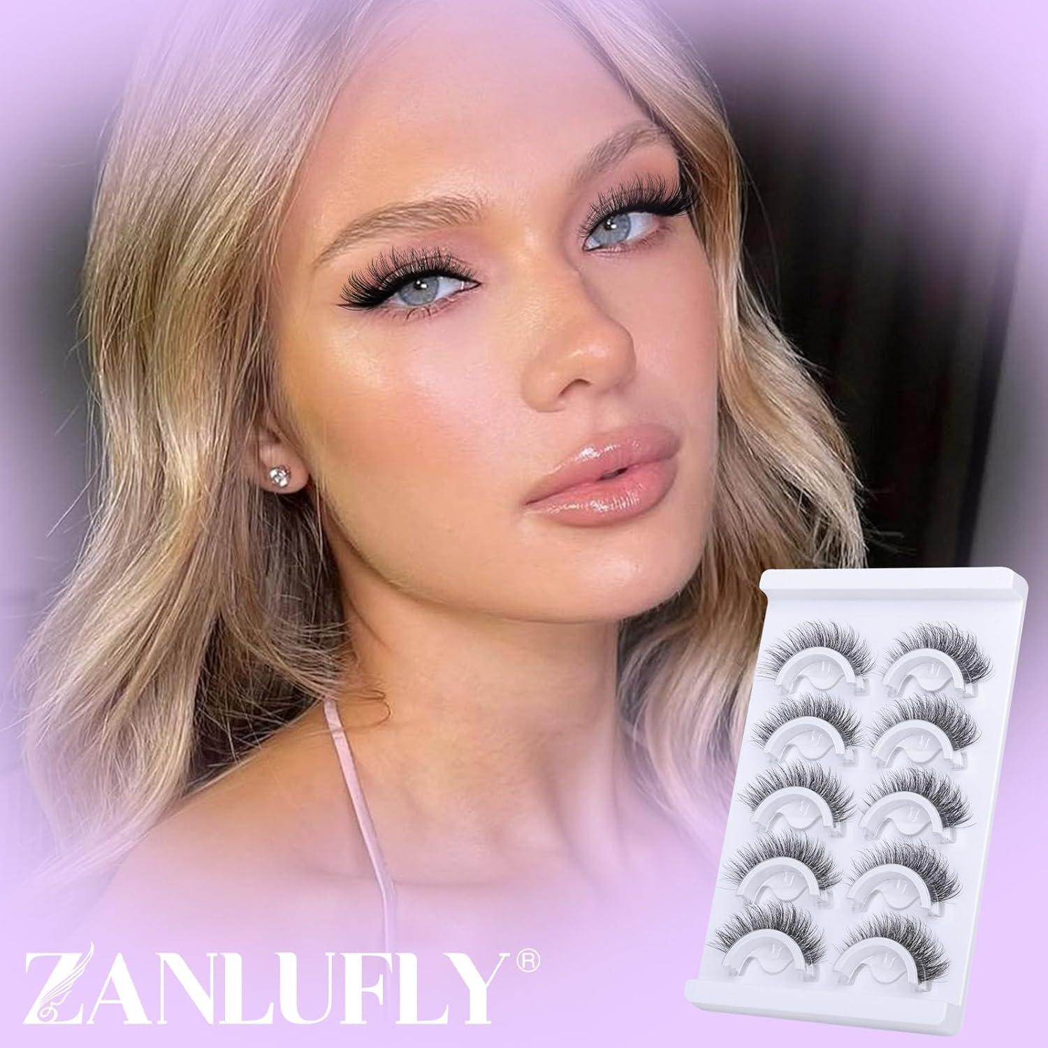 Pestañas Autoadhesivas Naturales Zanlufly 5 Pares Reutilizables