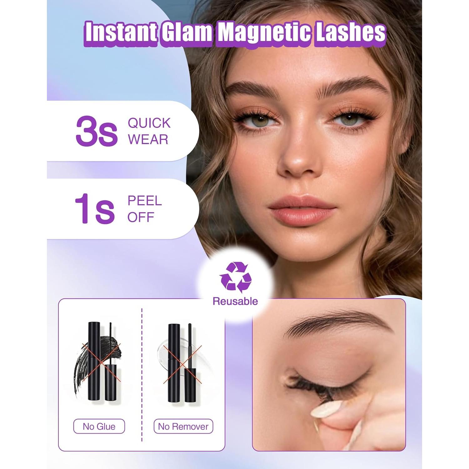 Pestañas Magnéticas LZM Look Natural 2 Pares Reutilizables