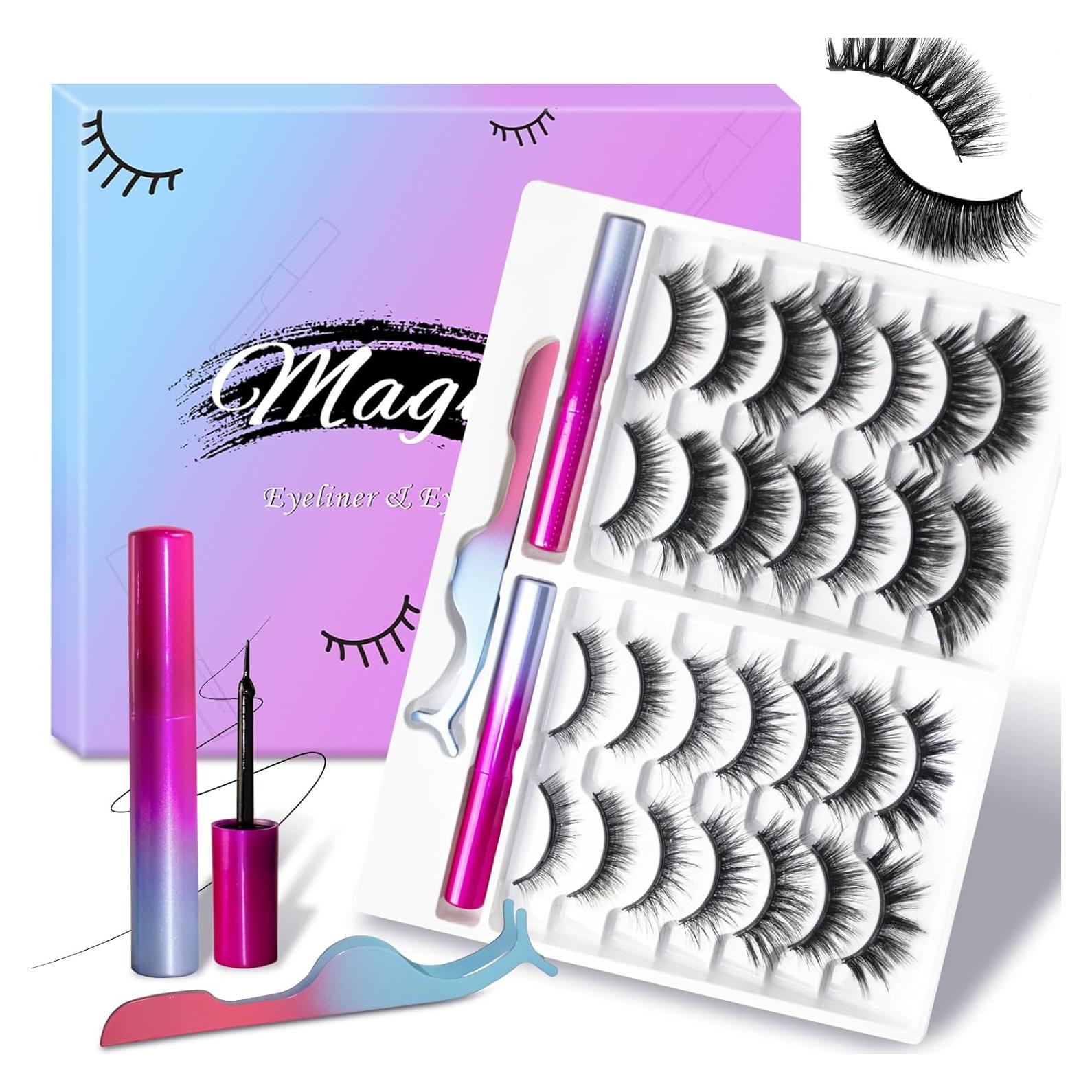 Kit de Pestañas Magnéticas Ywehoy 14 Pares con Delineador