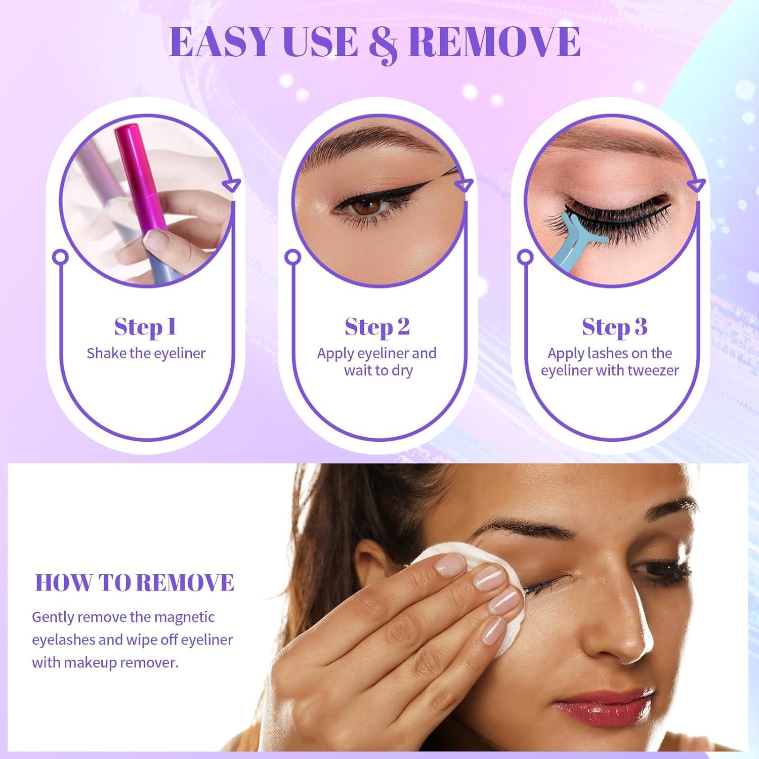 Kit de Pestañas Magnéticas Ywehoy 14 Pares con Delineador