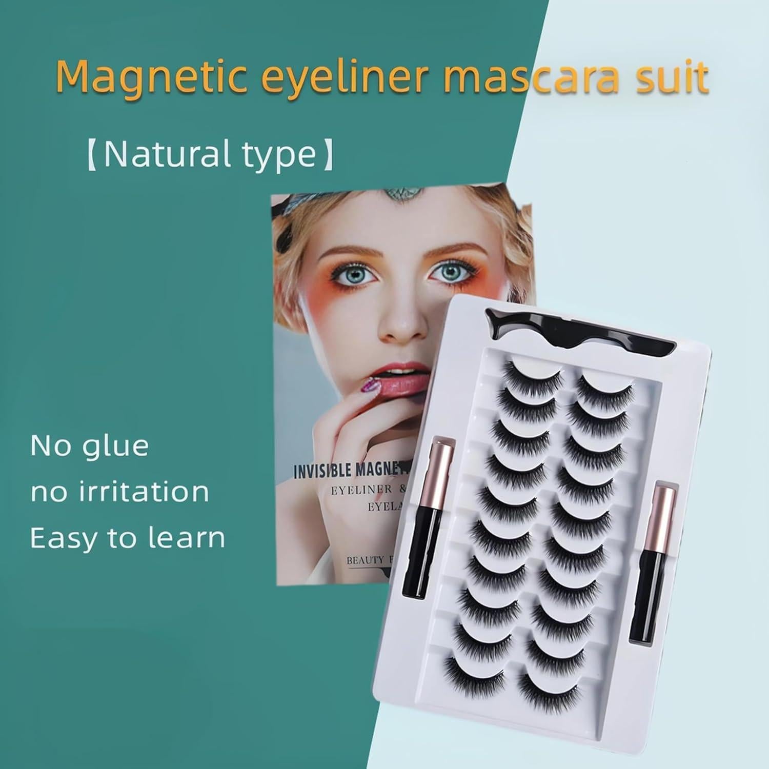 Kit de Pestañas Magnéticas Belleza - 10 Pares + 2 Delineadores