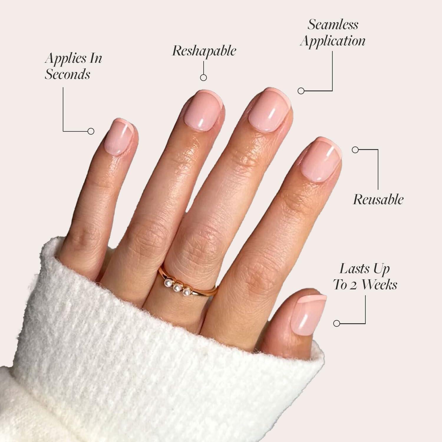 Uñas Postizas Glamnetic Durazno Francés - Kit 30 Uñas