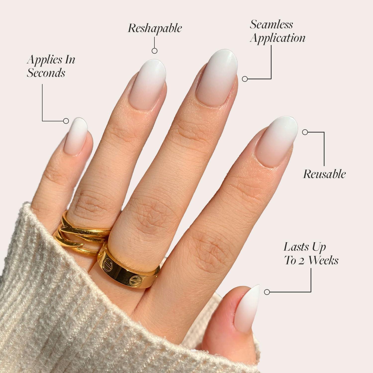 Uñas Postizas Glamnetic Crema Ombre Neutral 30 Uñas Reutilizables