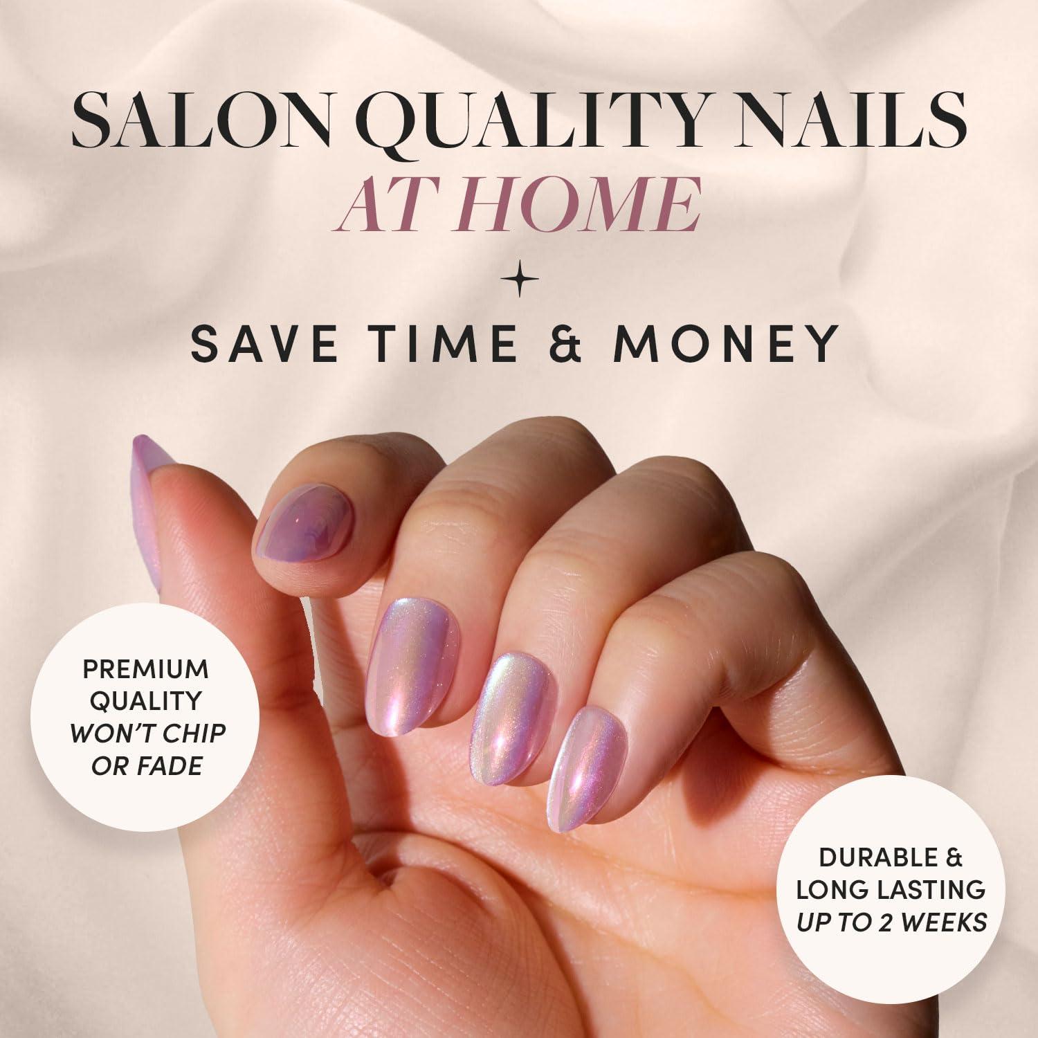 Uñas Postizas Glamnetic Ostra - Cortas Ovaladas Perlescentes