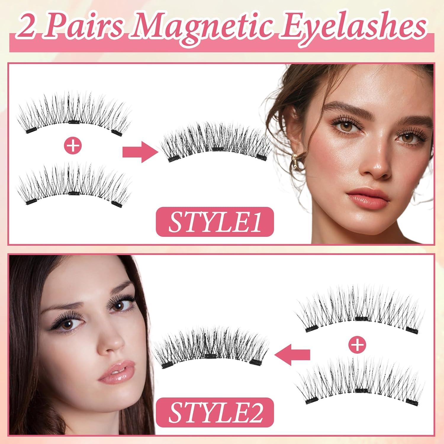 Kit de Pestañas Magnéticas Qianyu 2 Pares Reutilizables con Aplicador