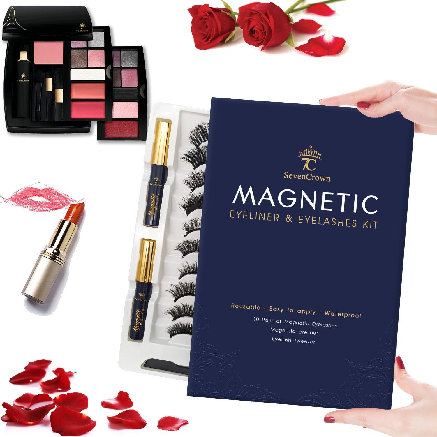 Pestañas Magnéticas 3D 7C SevenCrown con Delineador - 10 Pares