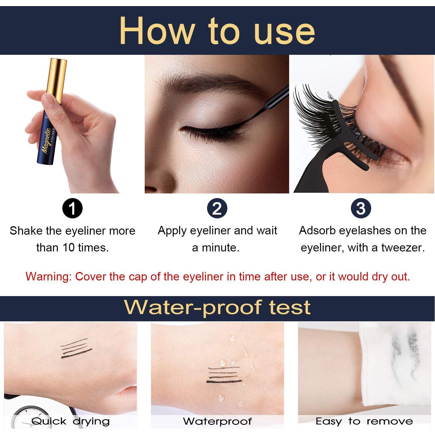 Pestañas Magnéticas 3D 7C SevenCrown con Delineador - 10 Pares