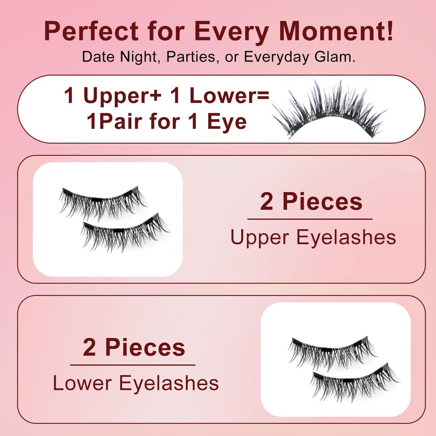 Kit de Pestañas Postizas Magnéticas Bestever-US con Delineador