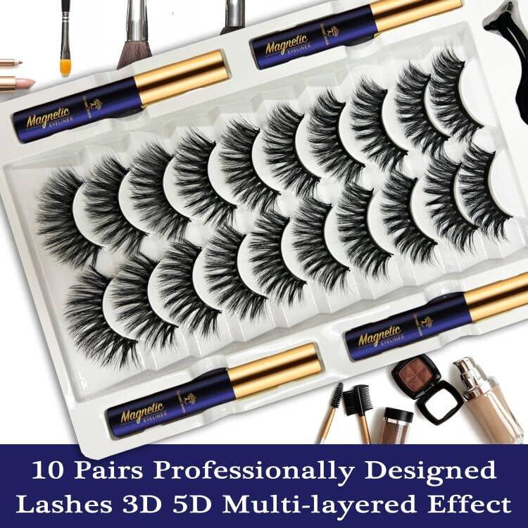 Kit de Pestañas Magnéticas 3D 7C SevenCrown - 10 Pares Reutilizables