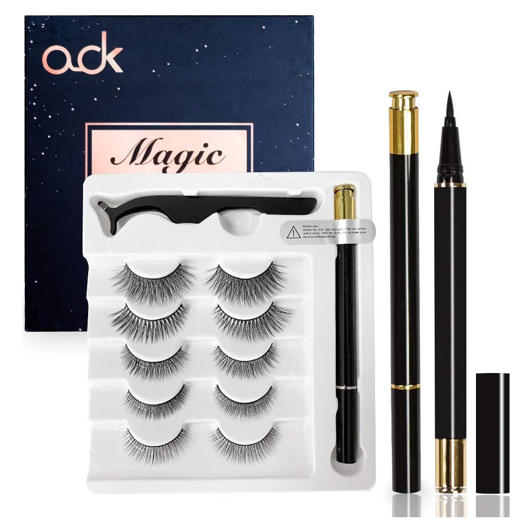 Kit de Delineador y Pestañas Mágicas OOK, 5 Pares Reutilizables
