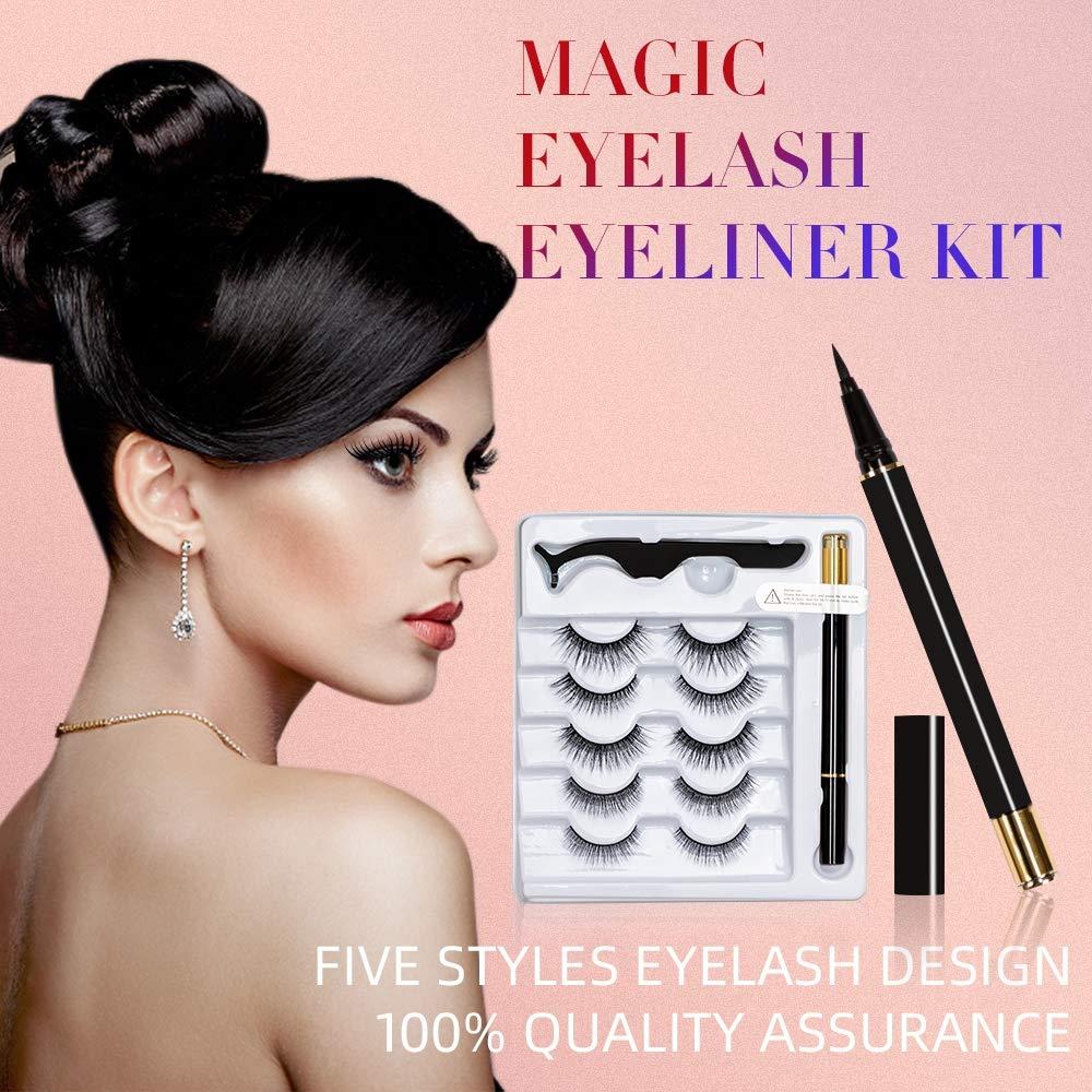 Kit de Delineador y Pestañas Mágicas OOK, 5 Pares Reutilizables