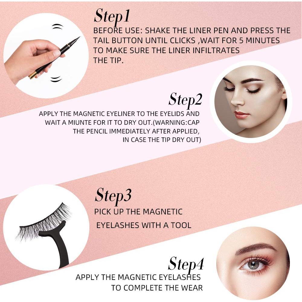 Kit de Delineador y Pestañas Mágicas OOK, 5 Pares Reutilizables