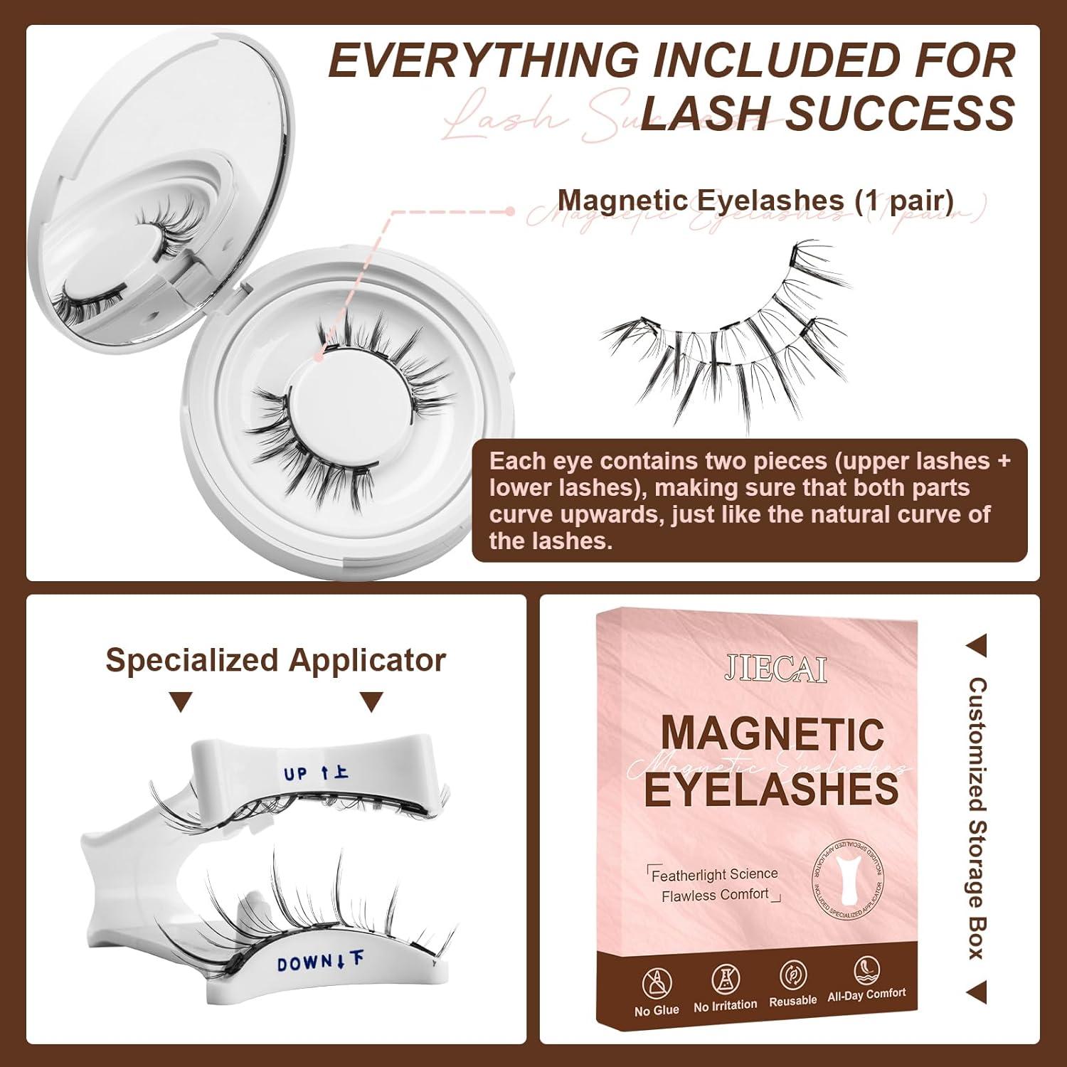 Pestañas Magnéticas JIECAI Reutilizables con Aplicador 10x8cm