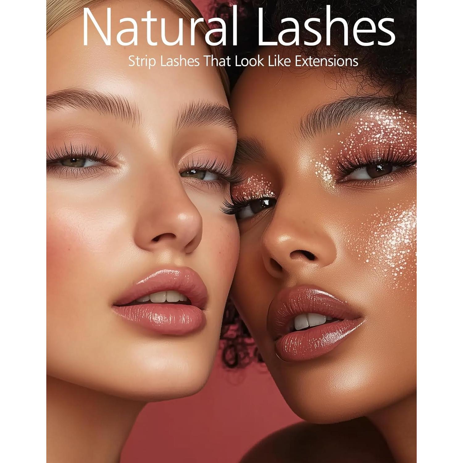 Eliace 50 Pares Pestañas Postizas Wispy Naturales Ligeras