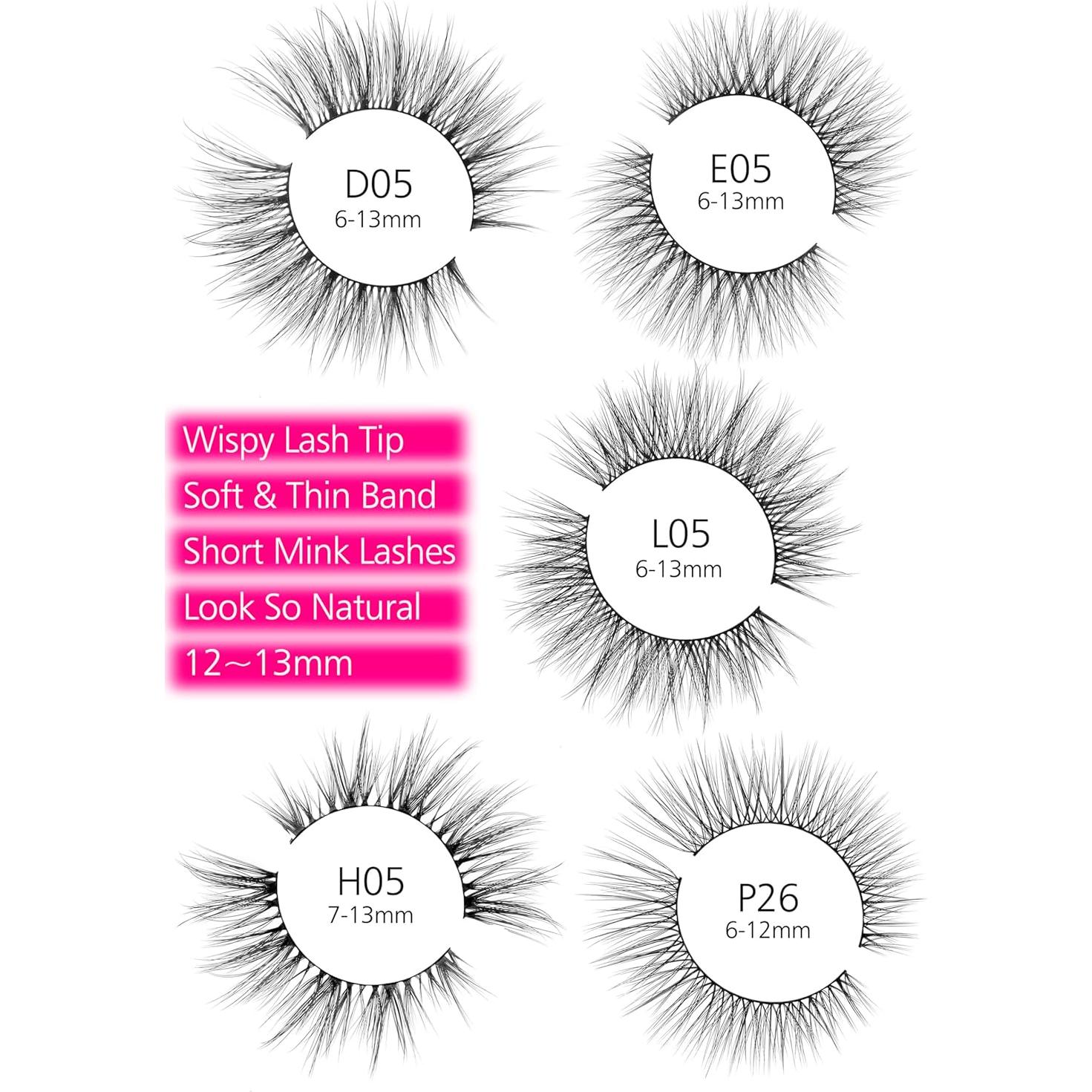 Eliace 50 Pares Pestañas Postizas Wispy Naturales Ligeras
