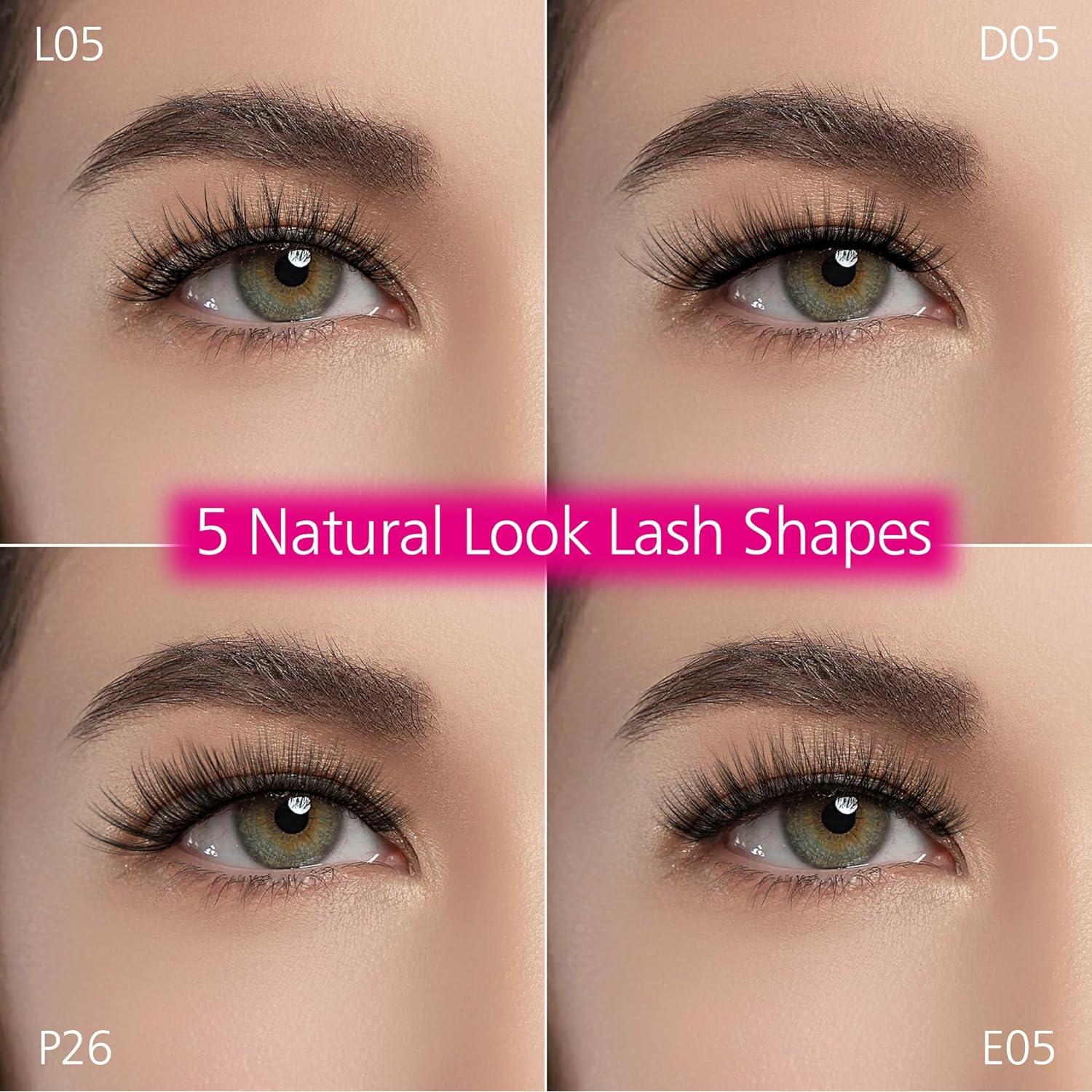 Eliace 50 Pares Pestañas Postizas Wispy Naturales Ligeras