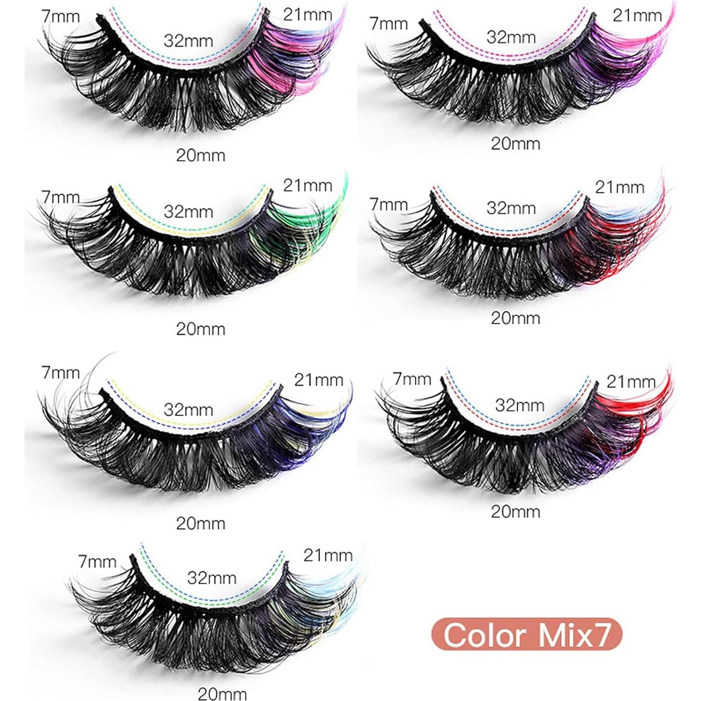 7 Pares de Pestañas Postizas Multicolor KUCKOW 3D Volumen