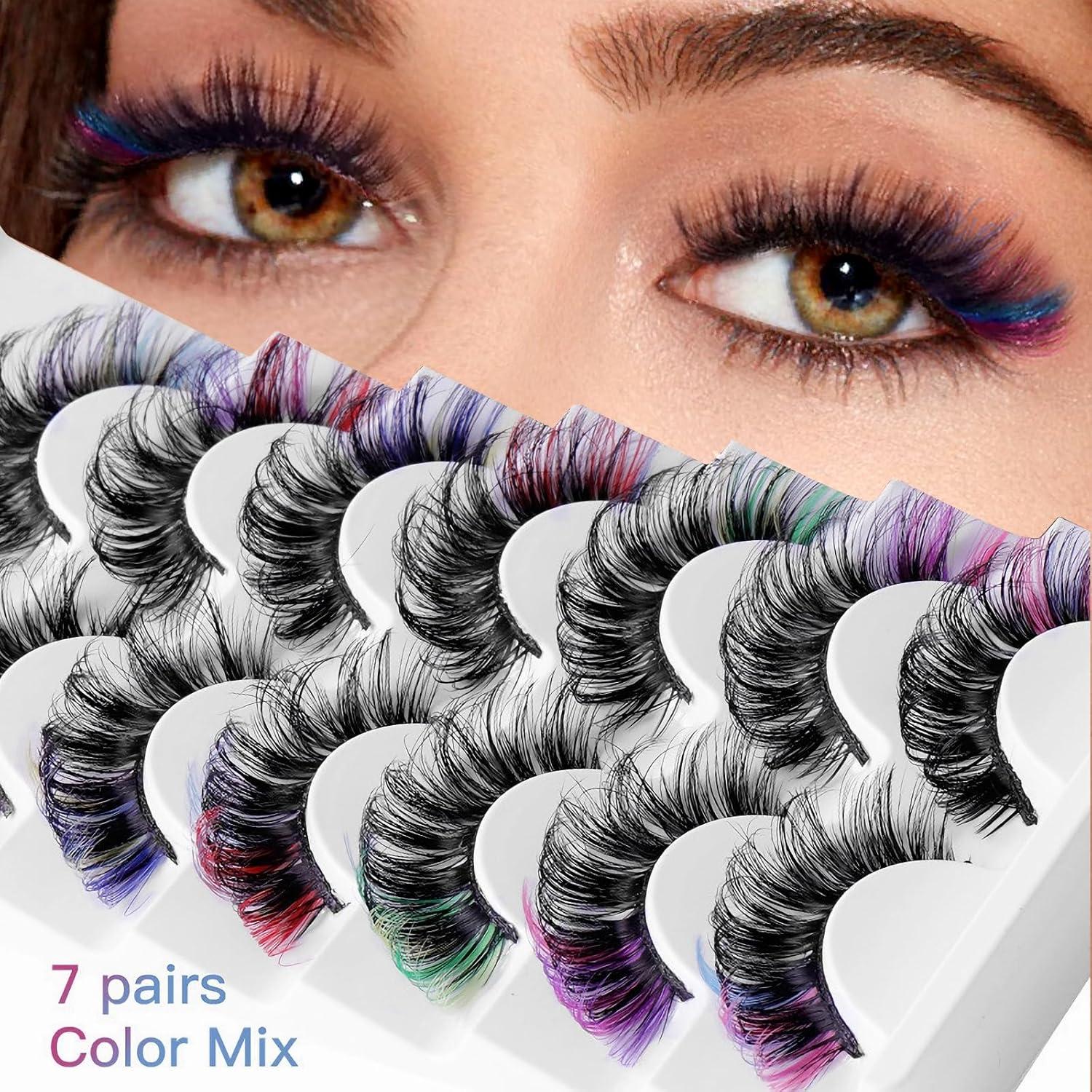 7 Pares de Pestañas Postizas Multicolor KUCKOW 3D Volumen